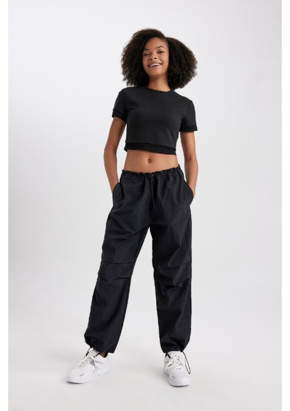 Fit Standart Boy Paraşüt Pantolon Oversize Geniş Kalıp Çift Cepli B6367AX23WN