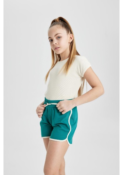 Kız Çocuk Beli Lastikli Basic Düz Şort B5164A824HS