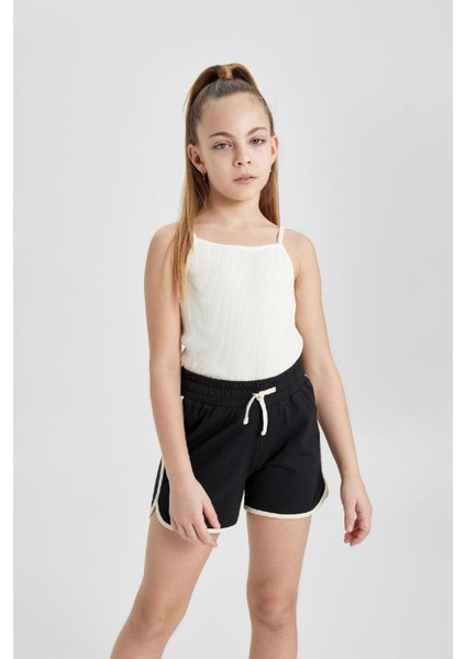Kız Çocuk Beli Lastikli Basic Düz Şort B5164A824HS