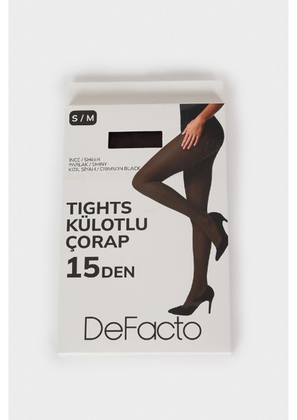Kadın Kızıl Siyah 15 Denye Külotlu Çorap B5871AXNS