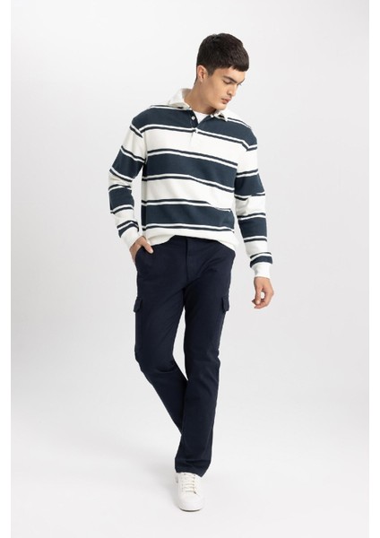 Twill Pantolon Regular Fit Kargo Cepli Uzun Boy Düz Paça B6642AX23WN