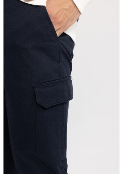 Twill Pantolon Regular Fit Kargo Cepli Uzun Boy Düz Paça B6642AX23WN