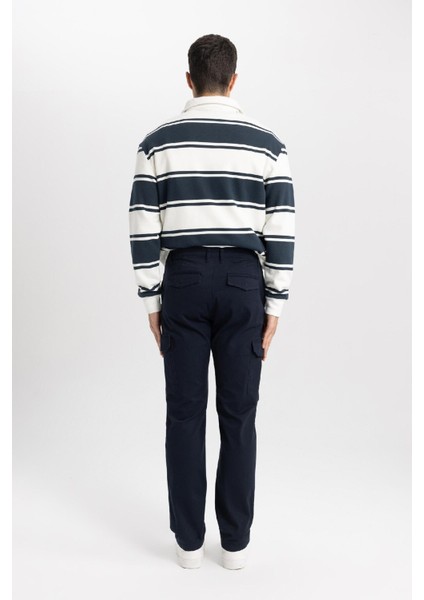 Twill Pantolon Regular Fit Kargo Cepli Uzun Boy Düz Paça B6642AX23WN