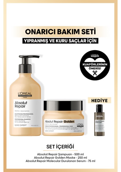 Serie Expert Absolut Repair Yıpranmış Saçlar İçin Onarıcı Saç Bakım Seti