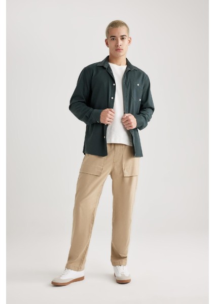 Gabardin Pantolon Rustik Loose Fit Cepli Düz Paça B8565AX23WN