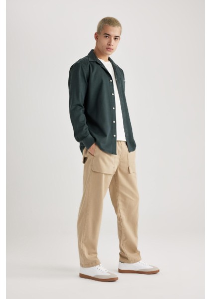 Gabardin Pantolon Rustik Loose Fit Cepli Düz Paça B8565AX23WN