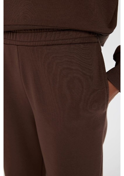 Straight Fit Kalın Kışılık Eşofman Altı Beli Lastikli Cepli Yüksek Bel Basic Düz B8571AX24WN