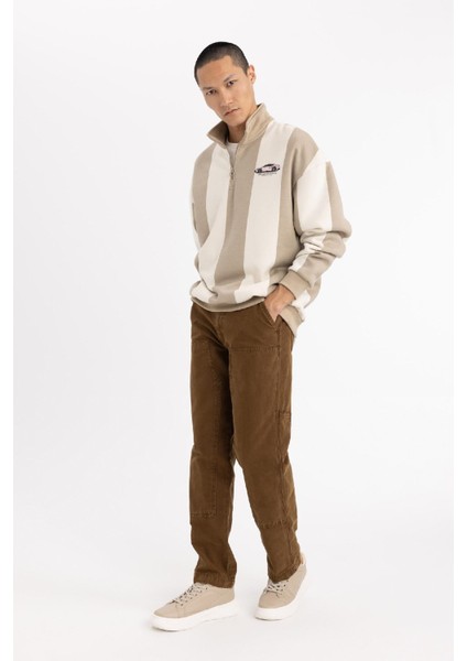Gabardin Pantolon Wide Leg Düz Paça Cepli B9365AX23WN