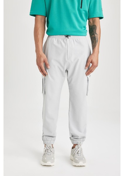 Fit Sporcu Jogger Eşofman Altı Standart Fit Kargo Cepli Dokuma Beli Paçası Lastikli C0043AX24SP