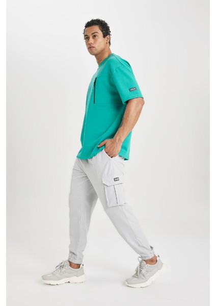 Fit Sporcu Jogger Eşofman Altı Standart Fit Kargo Cepli Dokuma Beli Paçası Lastikli C0043AX24SP