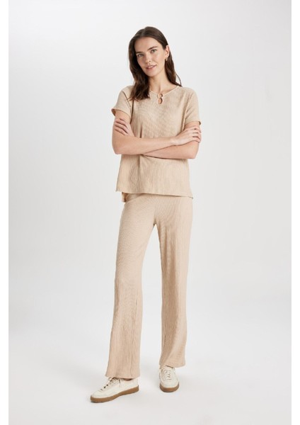 Bürümcük Pantolon Wide Leg Geniş Bol Paça Esnek Belli C0200AX24SP