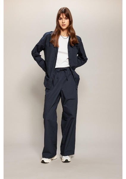 Kargo Fit Esnek Belli Cepli Bağcıklı Poplin Palazzo Pantolon C2148AX24SP