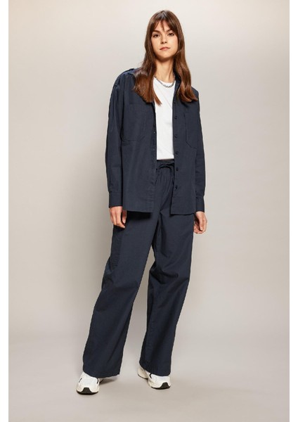 Kargo Fit Esnek Belli Cepli Bağcıklı Poplin Palazzo Pantolon C2148AX24SP