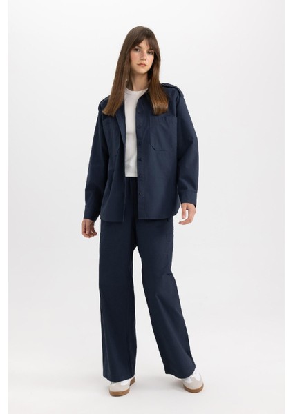 Kargo Fit Esnek Belli Cepli Bağcıklı Poplin Palazzo Pantolon C2148AX24SP