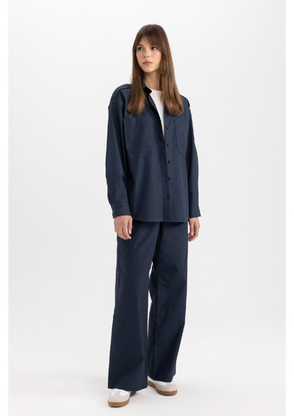 Kargo Fit Esnek Belli Cepli Bağcıklı Poplin Palazzo Pantolon C2148AX24SP