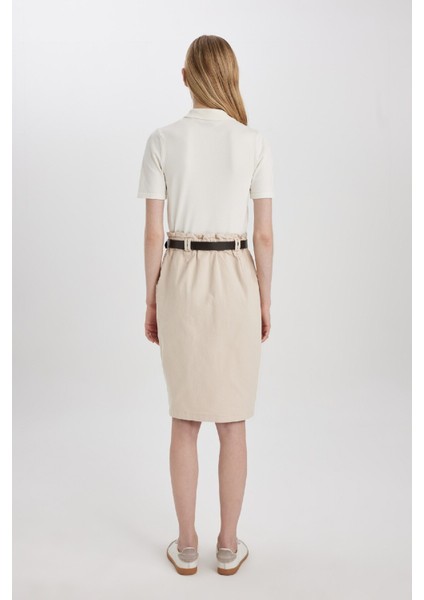 Kalem Normal Bel Yırtmaçlı Gabardin Midi Etek C2588AX24SP