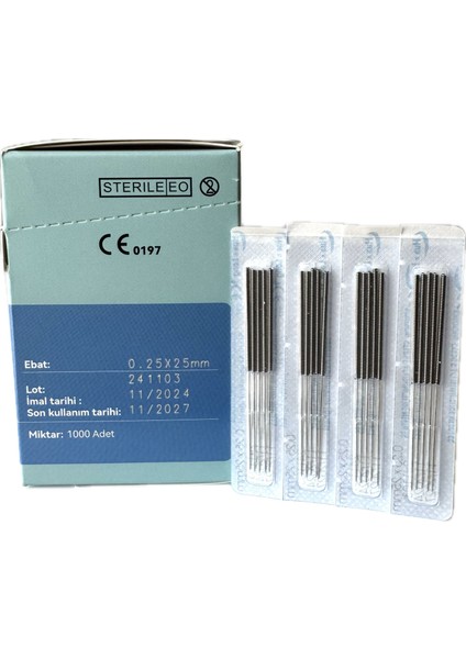 Hualong Akupunktur İğnesi kuru iğne 0,25X25MM Binlik paket beşli tüpsüz 1000 adet