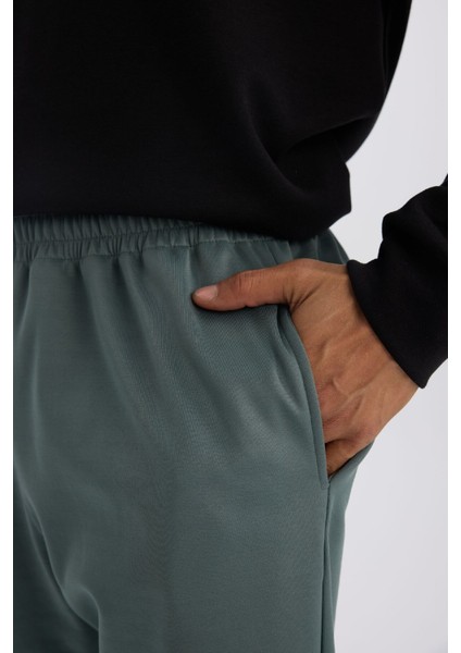 Fit Sporcu Jogger Eşofman Altı Standart Fit Basic Düz Cepli Beli Paçası Lastikli D3742AX24WN