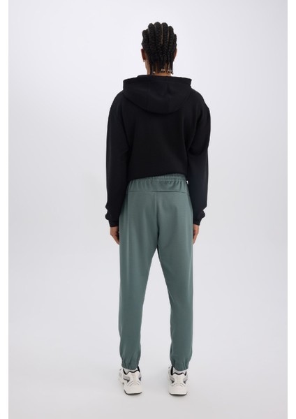 Fit Sporcu Jogger Eşofman Altı Standart Fit Basic Düz Cepli Beli Paçası Lastikli D3742AX24WN