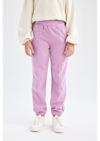 Kız Çocuk Beli Paçası Lastikli Basic Düz Jogger Eşofman Altı D3201A824WN
