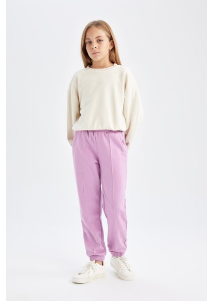Kız Çocuk Beli Paçası Lastikli Basic Düz Jogger Eşofman Altı D3201A824WN