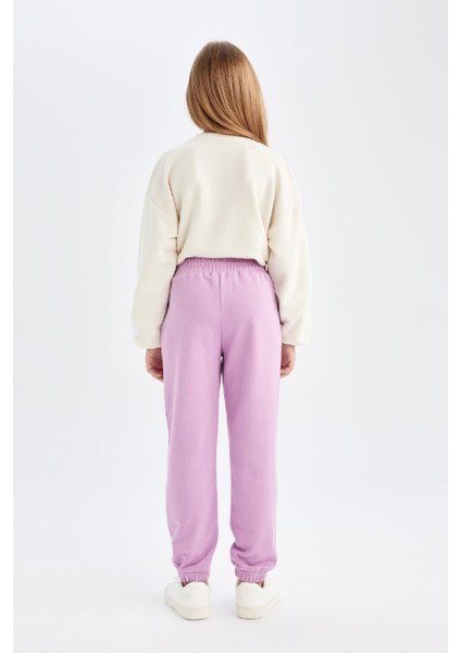 Kız Çocuk Beli Paçası Lastikli Basic Düz Jogger Eşofman Altı D3201A824WN