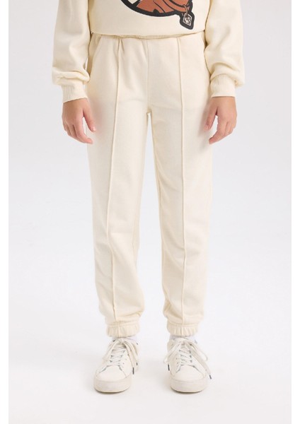 Kız Çocuk Beli Paçası Lastikli Basic Düz Jogger Eşofman Altı D3201A824WN