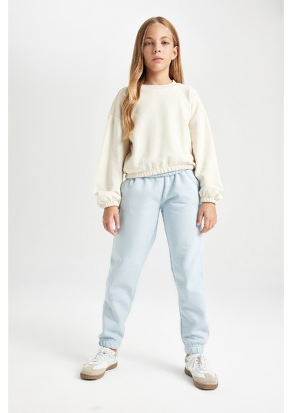 Kız Çocuk Standart Fit Beli Paçası Lastikli Basic Düz Jogger Eşofman Altı D3206A824WN