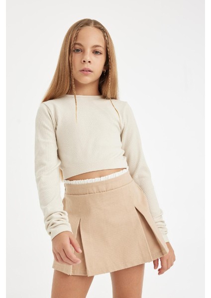 Kız Çocuk Beli Lastikli Gabardin Şort Etek D3213A824WN
