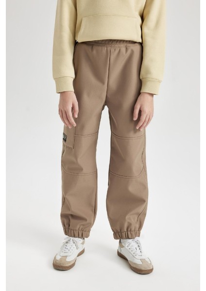 Erkek Çocuk Beli ve Paçası Lastikli Kargo Cepli Pelüş Polar Astarlı Jogger Pantolon D3460A824WN