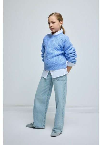 Kız Çocuk Wide Leg Geniş Bol Paça Cepli Pantolon D3719A824WN