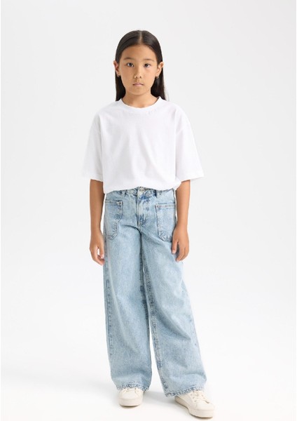 Kız Çocuk Wide Leg Geniş Bol Paça Cepli Pantolon D3719A824WN