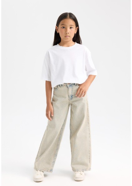 Kız Çocuk Wide Leg Geniş Bol Paça Cepli Pantolon D3720A824WN