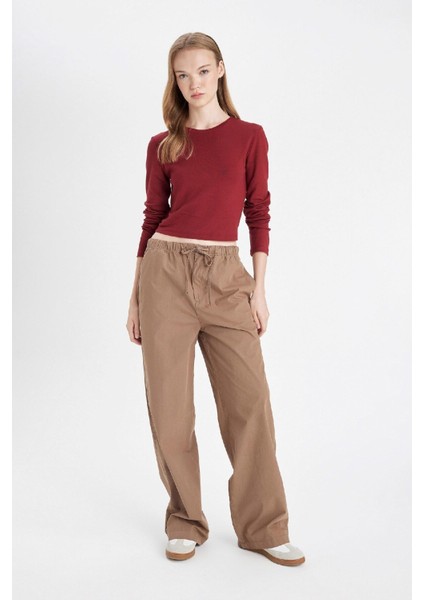 Coool Straight Fit Poplin Pantolon Basic Düz Cepli Lastikli Bel Bağcıklı D3764AX24AU