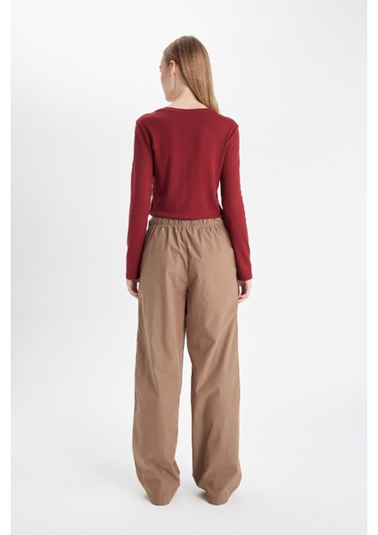 Coool Straight Fit Poplin Pantolon Basic Düz Cepli Lastikli Bel Bağcıklı D3764AX24AU