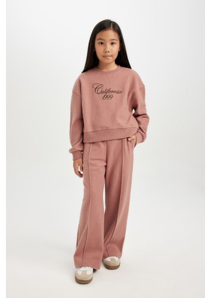 Kız Çocuk Wide Leg Geniş Bol Paça Beli Lastikli Eşofman Altı D3974A824WN