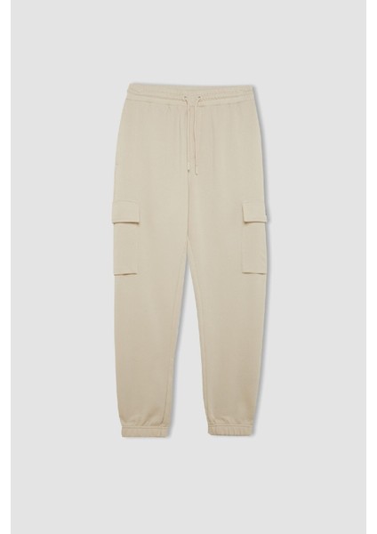 Regular Fit Jogger Eşofman Altı Basic Düz Kargo Cepli Lastikli Paça D5252AX25SP