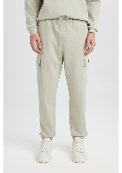 Regular Fit Jogger Eşofman Altı Basic Düz Kargo Cepli Lastikli Paça D5252AX25SP
