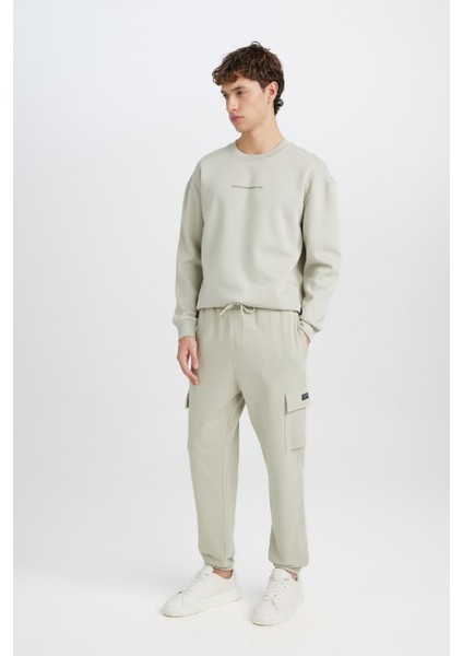 Regular Fit Jogger Eşofman Altı Basic Düz Kargo Cepli Lastikli Paça D5252AX25SP