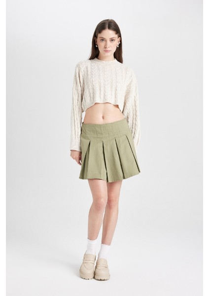 Coool Piliseli Normal Bel Basic Düz Gabardin Mini Etek fiyatları