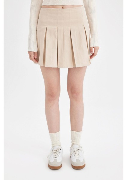 Coool Piliseli Normal Bel Basic Düz Gabardin Mini Etek D5265AX24AU