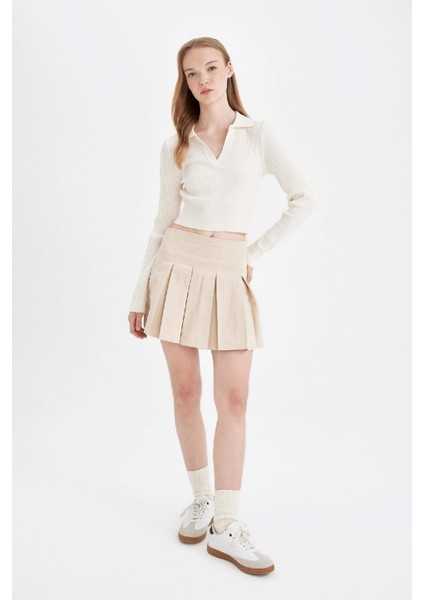 Coool Piliseli Normal Bel Basic Düz Gabardin Mini Etek D5265AX24AU modelleri