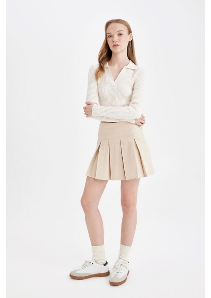 Coool Piliseli Normal Bel Basic Düz Gabardin Mini Etek D5265AX24AU fırsatları
