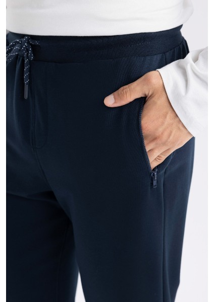 Lacivert Eşofman Altı Slim Fit Dar Kesim Fermuarlı Basic Düz Paça D6091AX24AU
