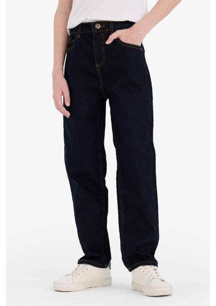 Erkek Çocuk Straight Fit Düz Paça Basic Düz Jean Pantolon D6474A825SM