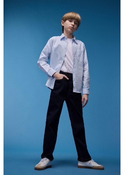 Erkek Çocuk Straight Fit Düz Paça Basic Düz Jean Pantolon D6474A825SM
