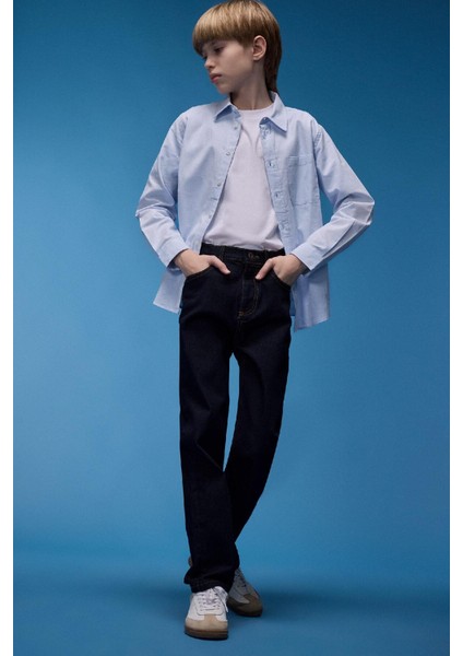Erkek Çocuk Straight Fit Düz Paça Basic Düz Jean Pantolon D6474A825SM