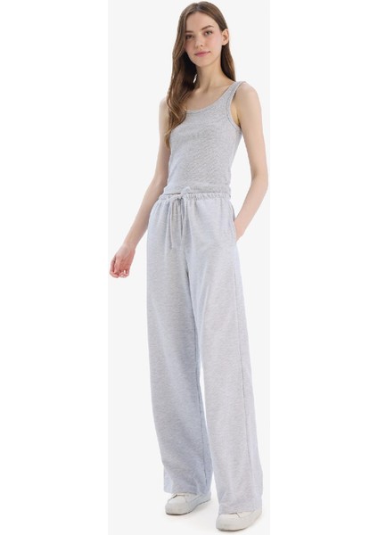 Straight Fit Beli Lastikli Eşofman Altı Uzun Boy Cepli Basic Düz D6667AX25SP