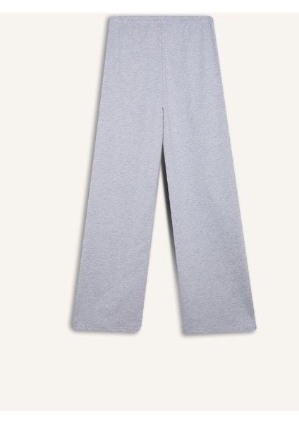 Straight Fit Beli Lastikli Eşofman Altı Uzun Boy Cepli Basic Düz D6667AX25SP
