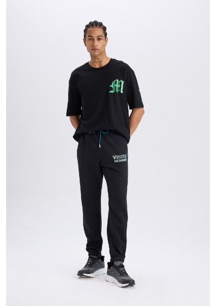 Fit NBA Milwaukee Bucks Kalın Sporcu Jogger Eşofman Altı Standart Fit Cepli Beli Bağcıklı Lastikli Paça D6692AX25SP